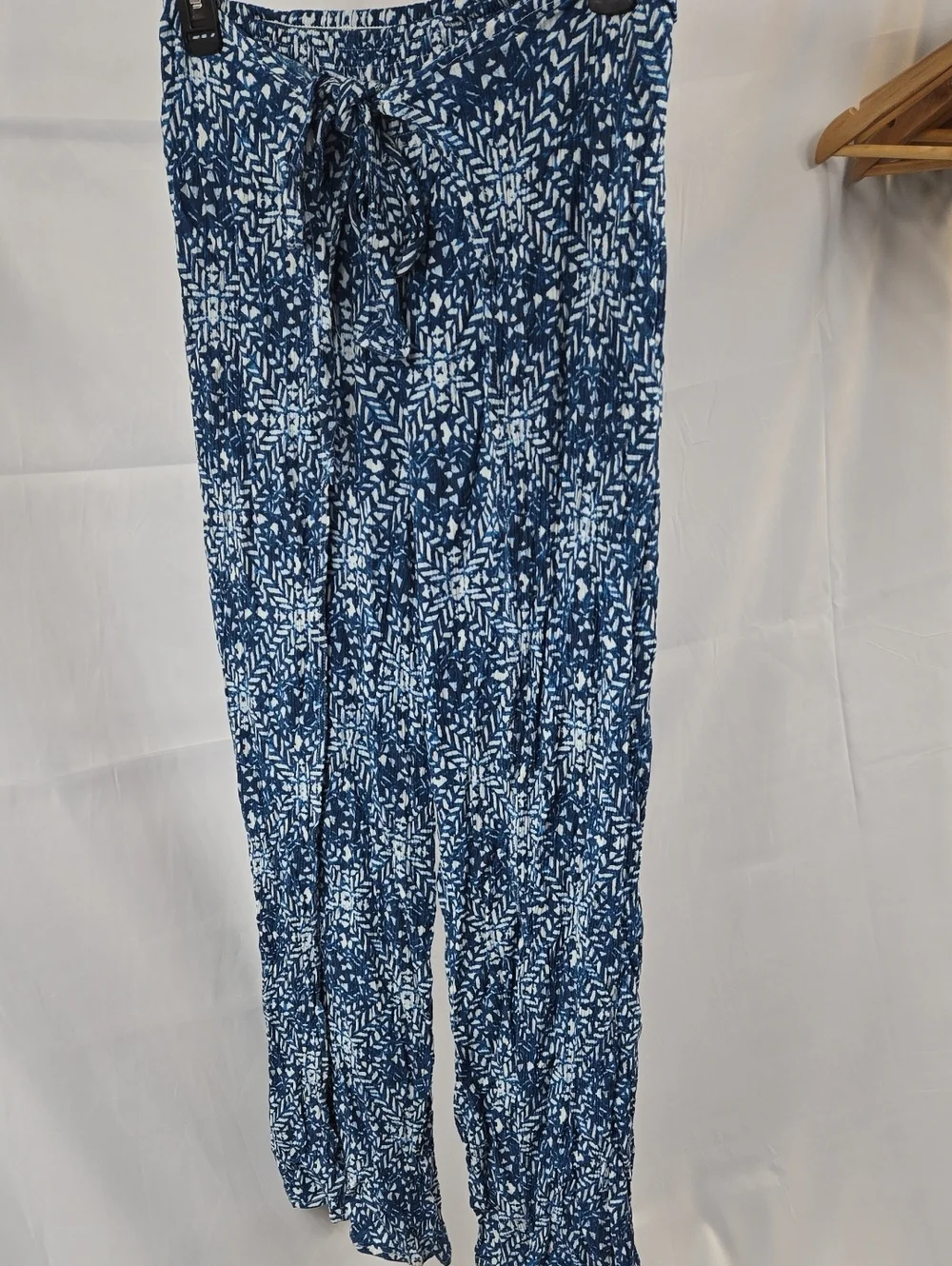 J. McLaughlin Navy and White Printed Elastic-Waist Pants Swim Collection XS